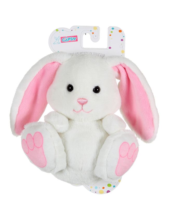  lapin emprunte soft toy rabbit white pink 